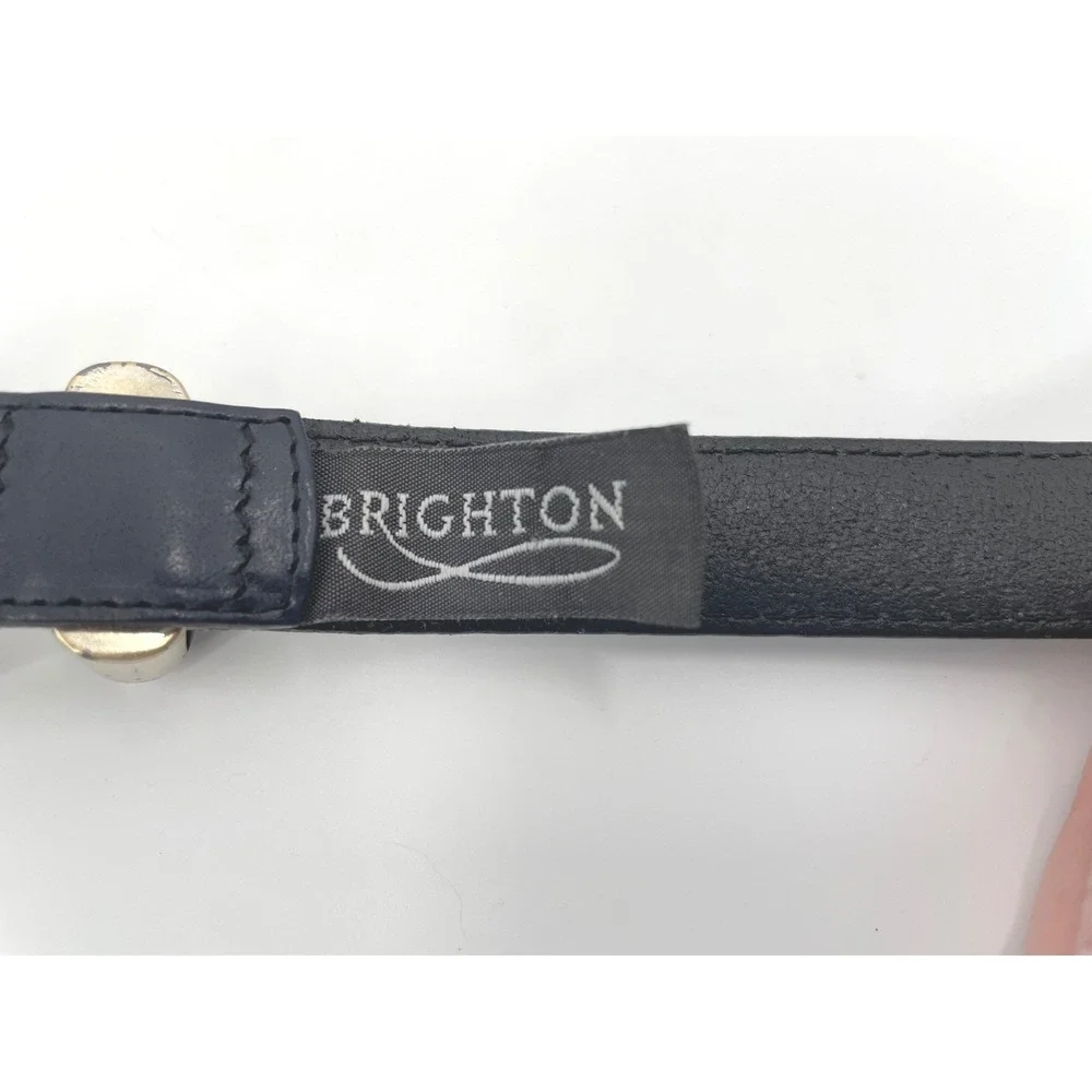 Vtg Brighton Cutter &‎ Buck Blue Leather Belt 32 Western Two Tone 90s USA Made